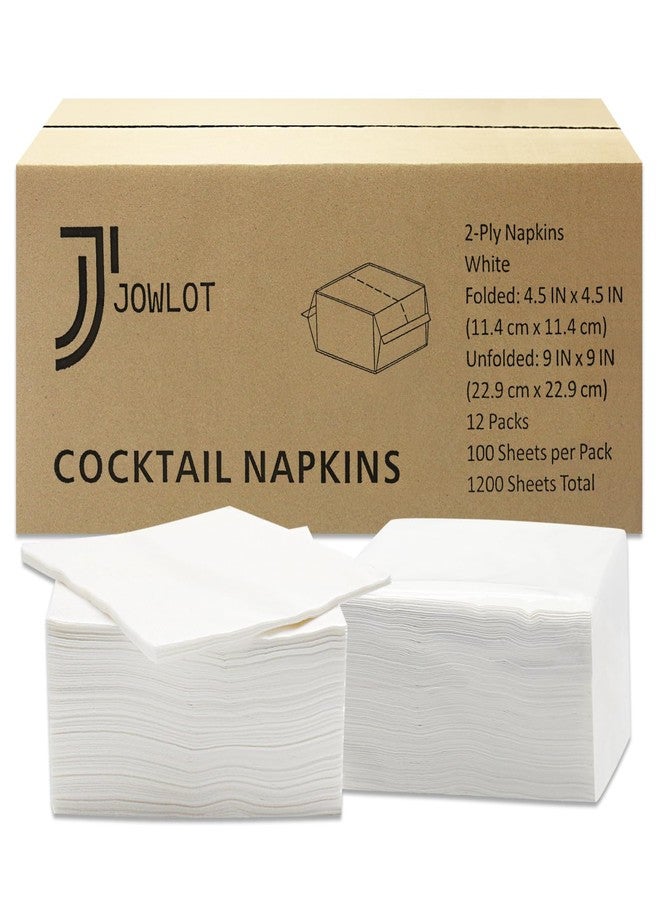 JOWLOT Cocktail Napkins - 1200 Count 2-Ply White Napkins Disposable, 4.5 x 4.5 Inch Folded Paper Napkins Bulk Beverage Napkins for Dinner Wedding Bar Party and Everyday Use - Image 1